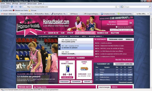 Le site de l'Union Hainaut Basket (Kathy Wambe) est ouvert