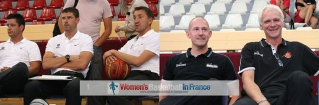 La photo a été prise avant le match, mais ce sont déjà les coaches belges qui avaient le sourire (photo: womensbasketball-in-france.com)