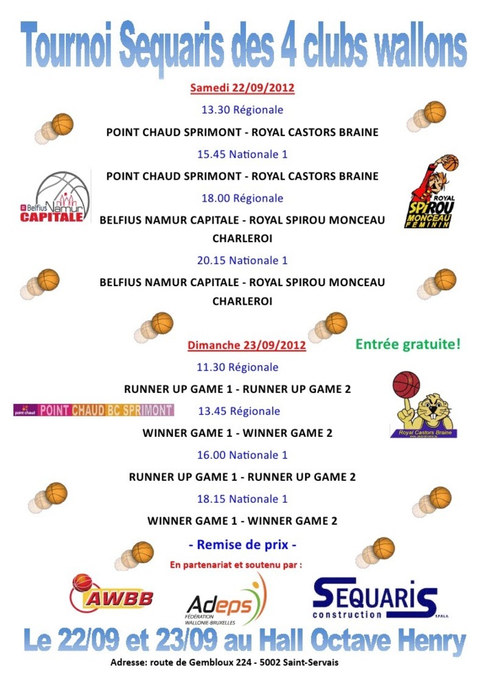 Le Tournoi des 4 Wallons à Namur les 22 & 23 septembre