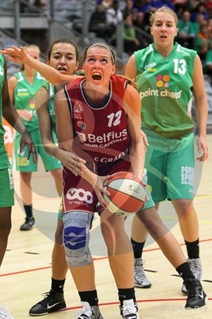 Rihanne De Roos avec Belfius, Manon Grzesinski avec les Young Cats (photo: Ann Dee Lamour/Basketfeminin.com)