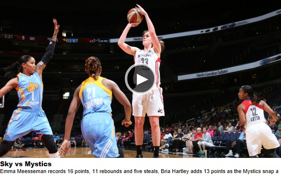 Un double-double (16 pts, 11 rbds) pour Emma Meesseman avec Washington Mystics