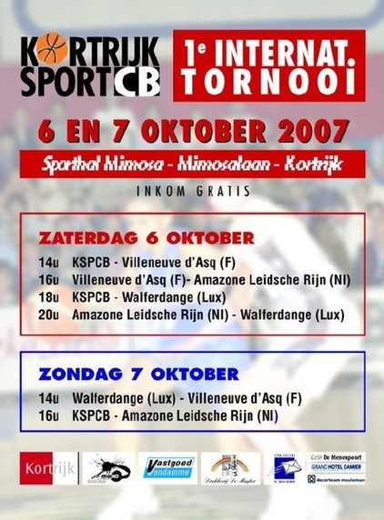 Tournoi international de Kortrijk Sport les 6 et 7 octobre